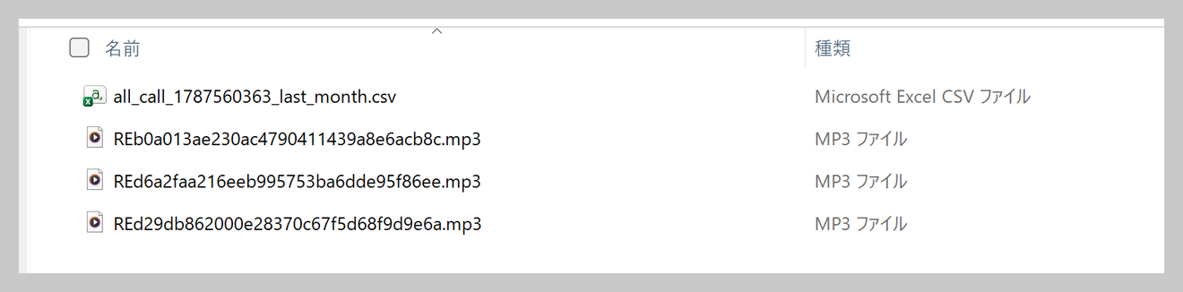 ダウンロードしたzipファイルの中身